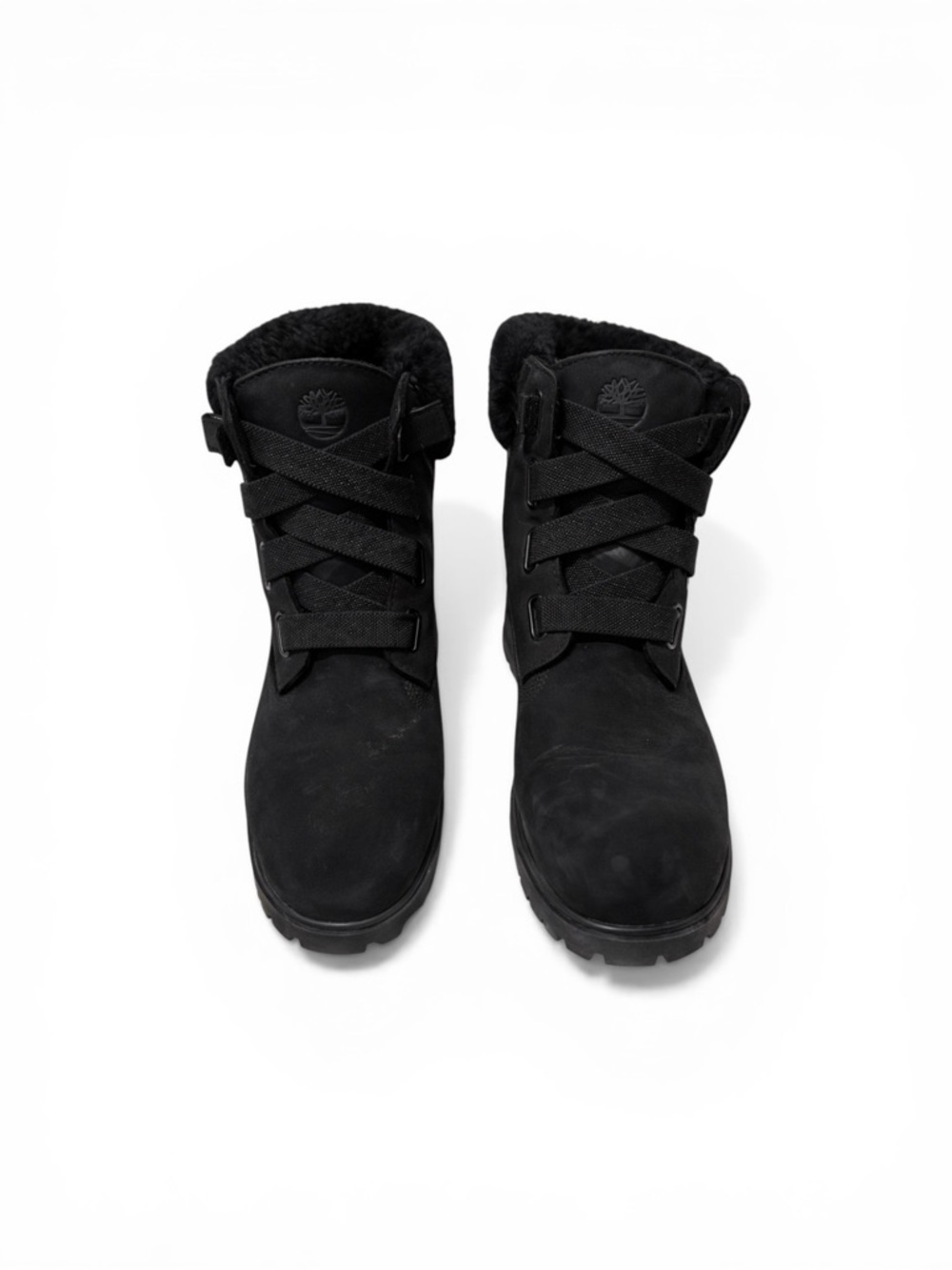 Timberland Black Shearling-Lined Lace-Up Ankle Boots